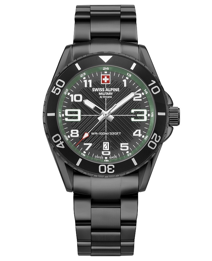 Swiss Alpine Military by Grovana Roloi Batarias me Mavro Metalliko Brasele SAM7029.1174