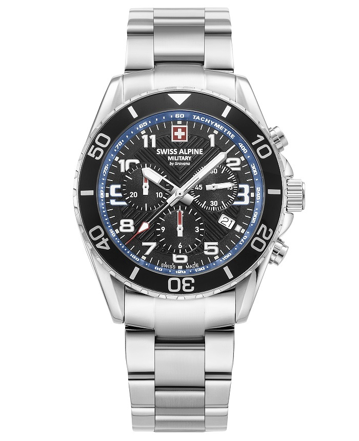 Swiss Alpine Military by Grovana Roloi Xronogafos Batarias me Asimi Metalliko Brasele SAM7029.9135