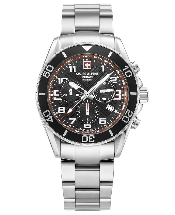 Swiss Alpine Military by Grovana Roloi Xronogafos Batarias me Asimi Metalliko Brasele SAM7029.9136