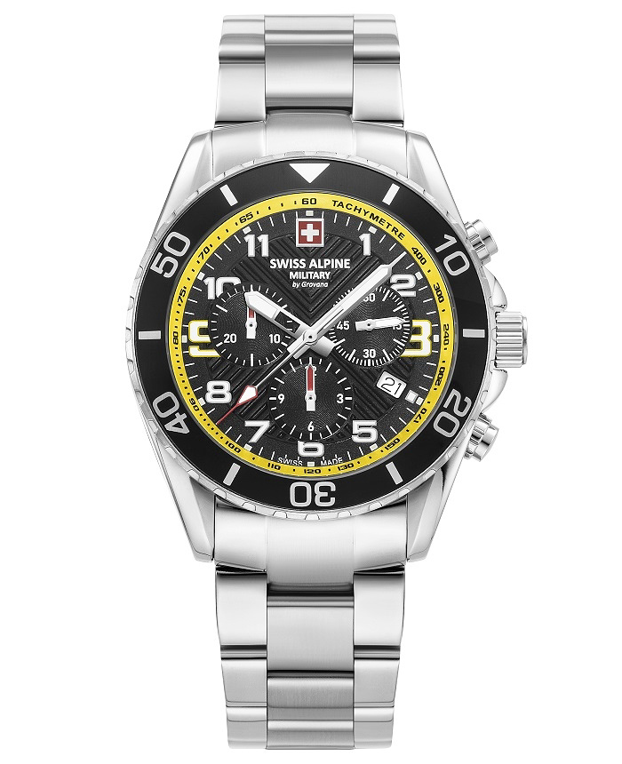 Swiss Alpine Military by Grovana Roloi Xronogafos Batarias me Asimi Metalliko Brasele SAM7029.9138