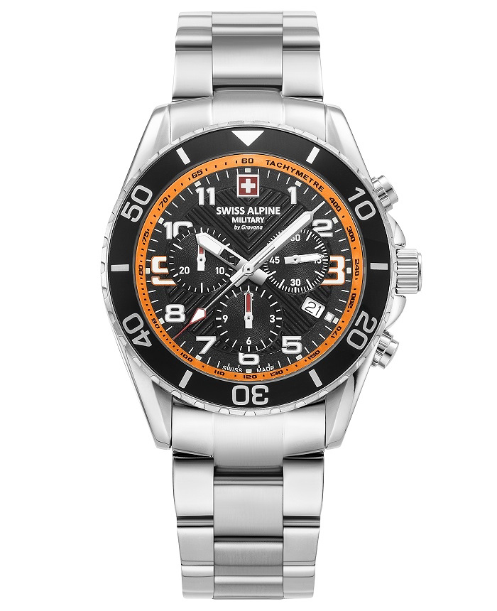 Swiss Alpine Military by Grovana Roloi Xronogafos Batarias me Asimi Metalliko Brasele SAM7029.9139