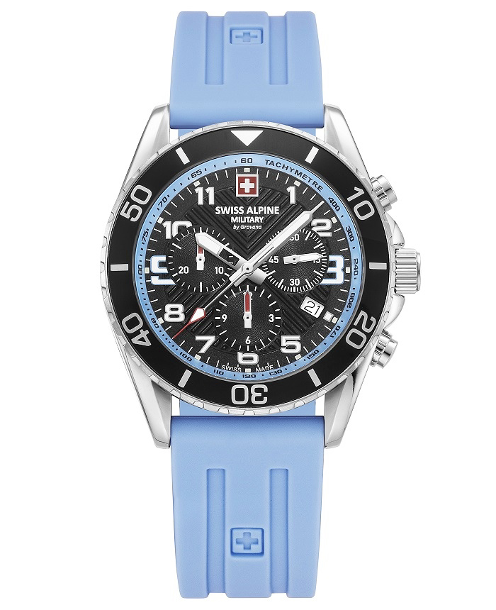 Swiss Alpine Military by Grovana Roloi Xronogafos Batarias me Ble Kaoutsouk Louraki SAM7029.9831