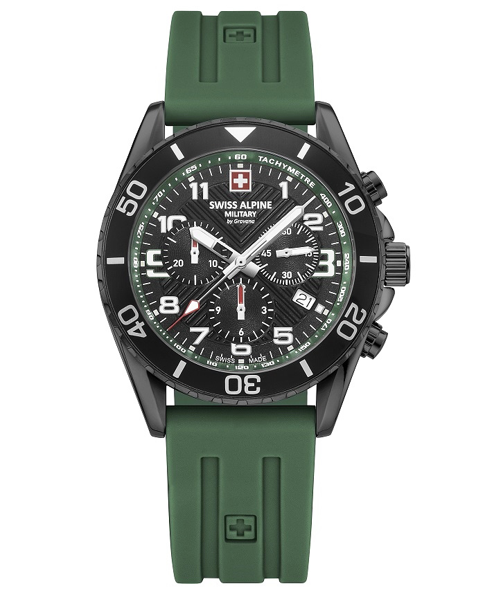 Swiss Alpine Military by Grovana Roloi Xronogafos Batarias me Prasino Kaoutsouk Louraki SAM7029.9874