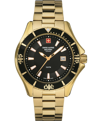 Swiss Alpine Military by Grovana Ρολόι Μπαταρίας με Χρυσό Μεταλλικό Μπρασελέ SAM7040.1117