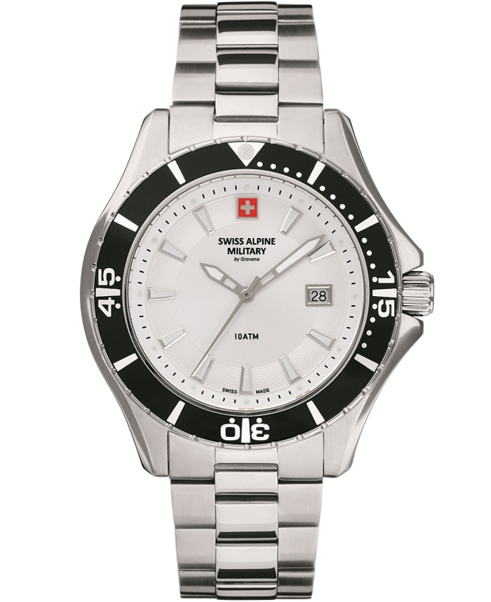 Swiss Alpine Military by Grovana Roloi Batarias me Asimi Metalliko Brasele SAM7040.1132