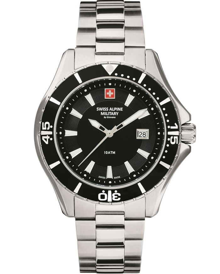 Swiss Alpine Military by Grovana Roloi Batarias me Asimi Metalliko Brasele SAM7040.1137