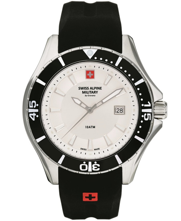 Swiss Alpine Military by Grovana Ρολόι Μπαταρίας με Μαύρο Καουτσούκ Λουράκι SAM7040.1832