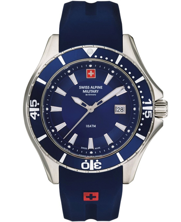 Swiss Alpine Military by Grovana Ρολόι Μπαταρίας με Μπλε Καουτσούκ Λουράκι SAM7040.1835