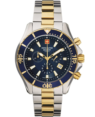 Swiss Alpine Military by Grovana Nautilus Ρολόι Χρονογράφος Μπαταρίας με Χρυσό / Ασημί Μεταλλικό Μπρασελέ SAM7040.9145