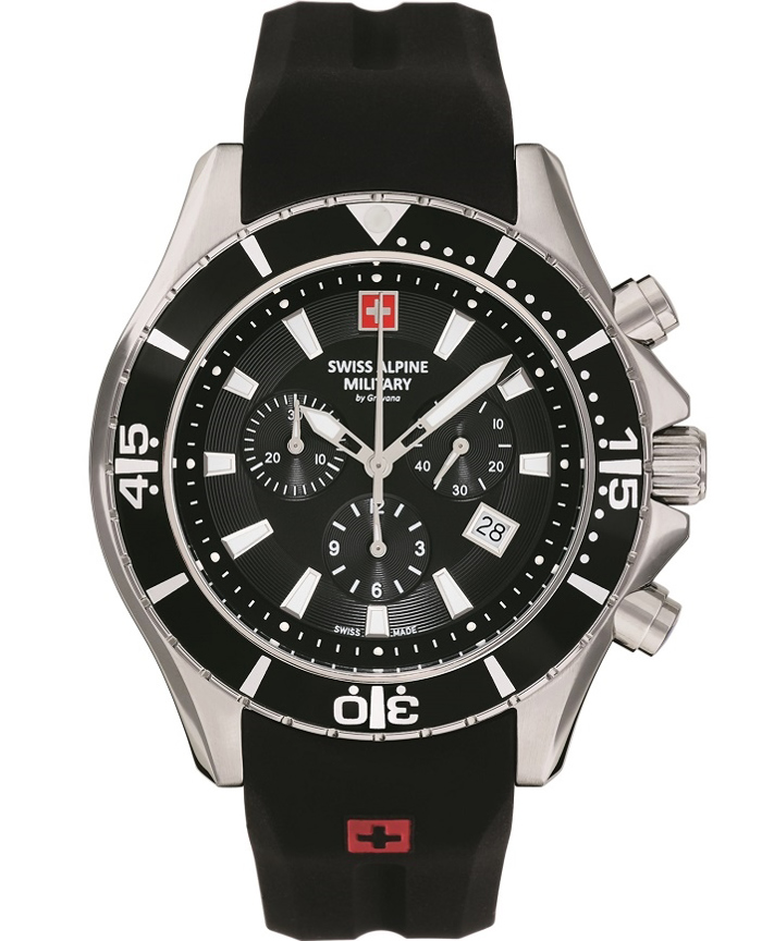 Swiss Alpine Military by Grovana Roloi Xronogafos Batarias me Mavro Kaoutsouk Louraki SAM7040.9837