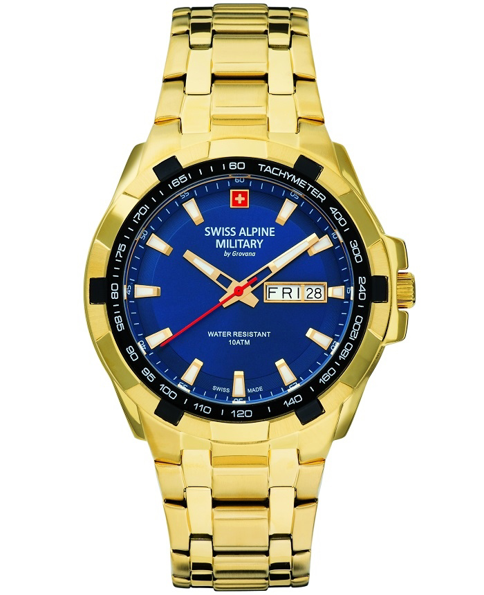 Swiss Alpine Military by Grovana Roloi Batarias me Xruso Metalliko Brasele SAM7043.1115