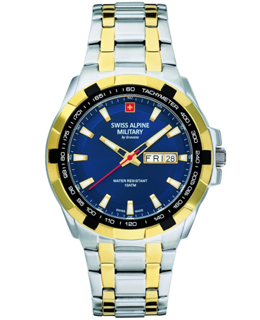 Swiss Alpine Military by Grovana Ρολόι Μπαταρίας με Χρυσό / Ασημί Μεταλλικό Μπρασελέ SAM7043.1145