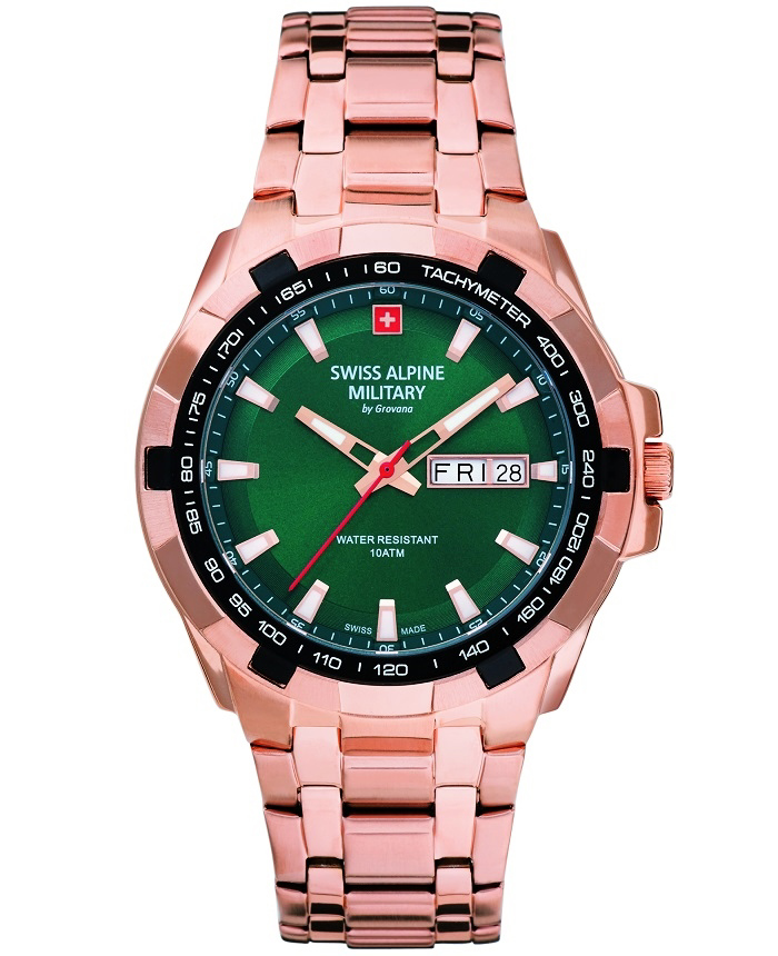 Swiss Alpine Military by Grovana Roloi Batarias me Roz Xruso Metalliko Brasele SAM7043.1164