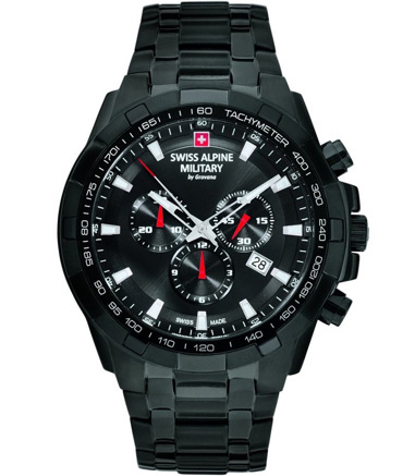 Swiss Alpine Military by Grovana Ρολόι Χρονογράφος Μπαταρίας με Μαύρο Μεταλλικό Μπρασελέ SAM7043.9177