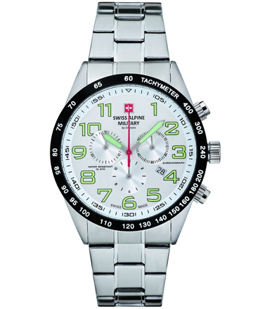Swiss Alpine Military by Grovana Ρολόι Χρονογράφος Μπαταρίας με Ασημί Μεταλλικό Μπρασελέ SAM7047.9132
