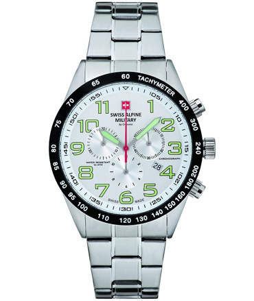 Swiss Alpine Military by Grovana Ρολόι Χρονογράφος Μπαταρίας με Ασημί Μεταλλικό Μπρασελέ SAM7047.9132
