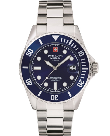 Swiss Alpine Military by Grovana Ρολόι Μπαταρίας με Ασημί Μεταλλικό Μπρασελέ SAM7053.1135