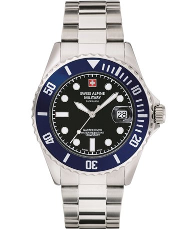 Swiss Alpine Military by Grovana Ρολόι Μπαταρίας με Ασημί Μεταλλικό Μπρασελέ SAM7053.1136