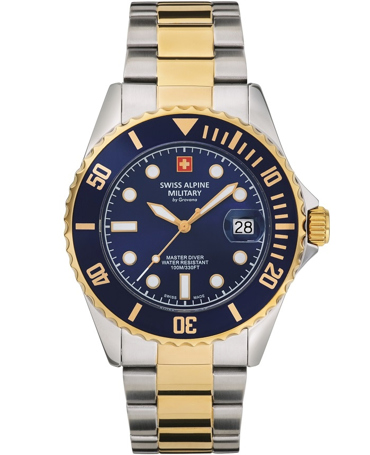 Swiss Alpine Military by Grovana Ρολόι Μπαταρίας με Χρυσό / Ασημί Μεταλλικό Μπρασελέ SAM7053.1145