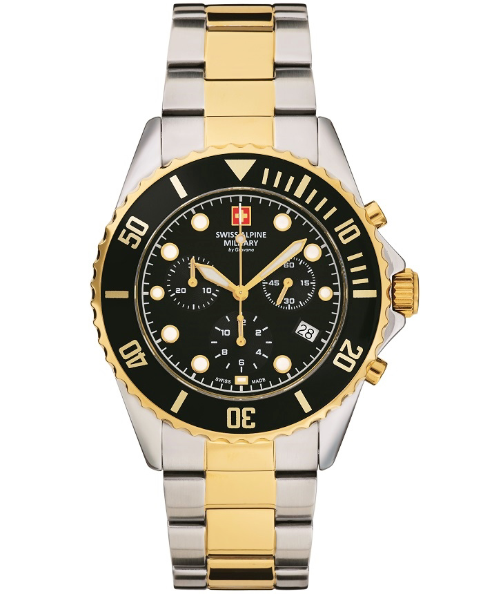Swiss Alpine Military by Grovana Roloi Xronogafos Batarias me Xruso / Asimi Metalliko Brasele SAM7053.9147