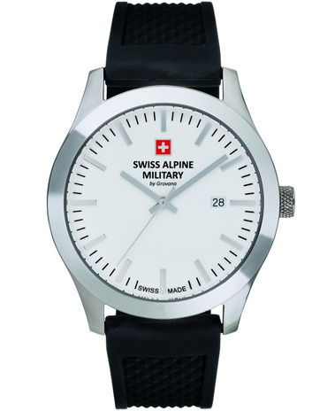 Swiss Alpine Military by Grovana Ρολόι Μπαταρίας με Μαύρο Καουτσούκ Λουράκι SAM7055.1833