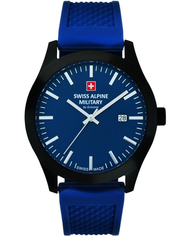 Swiss Alpine Military by Grovana Ρολόι Χρονογράφος Μπαταρίας με Μπλε Καουτσούκ Λουράκι SAM7055.1875