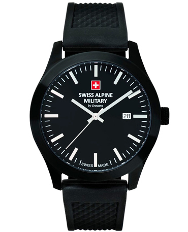 Swiss Alpine Military by Grovana Ρολόι Μπαταρίας με Μαύρο Καουτσούκ Λουράκι SAM7055.1877