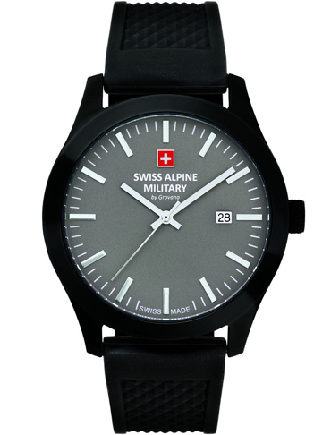 Swiss Alpine Military by Grovana Ρολόι Μπαταρίας με Μαύρο Καουτσούκ Λουράκι SAM7055.1878