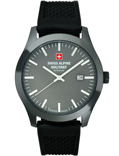 Swiss Alpine Military by Grovana Ρολόι Μπαταρίας με Μαύρο Καουτσούκ Λουράκι SAM7055.1898