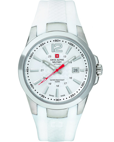 Swiss Alpine Military by Grovana Ρολόι Μπαταρίας με Λευκό Καουτσούκ Λουράκι SAM7058.1833