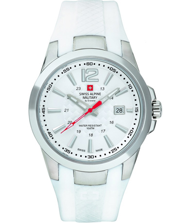 Swiss Alpine Military by Grovana Ρολόι Μπαταρίας με Λευκό Καουτσούκ Λουράκι SAM7058.1833