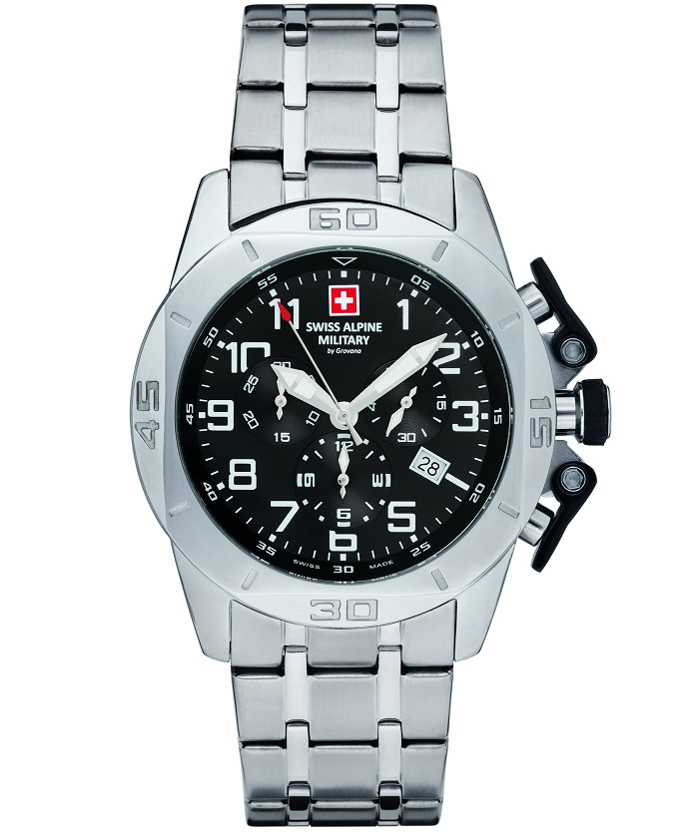 Swiss Alpine Military by Grovana Roloi Xronogafos Batarias me Asimi Metalliko Brasele SAM7063.9137