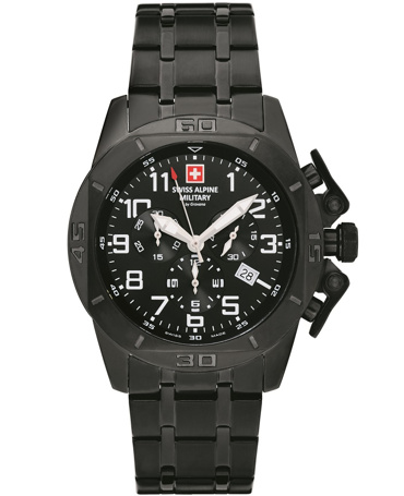 Swiss Alpine Military by Grovana Ρολόι Χρονογράφος Μπαταρίας με Μαύρο Μεταλλικό Μπρασελέ SAM7063.9177