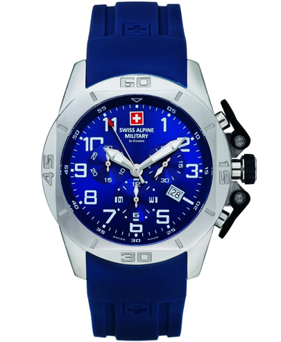 Swiss Alpine Military by Grovana Ρολόι Χρονογράφος Μπαταρίας με Μπλε Καουτσούκ Λουράκι SAM7063.9835