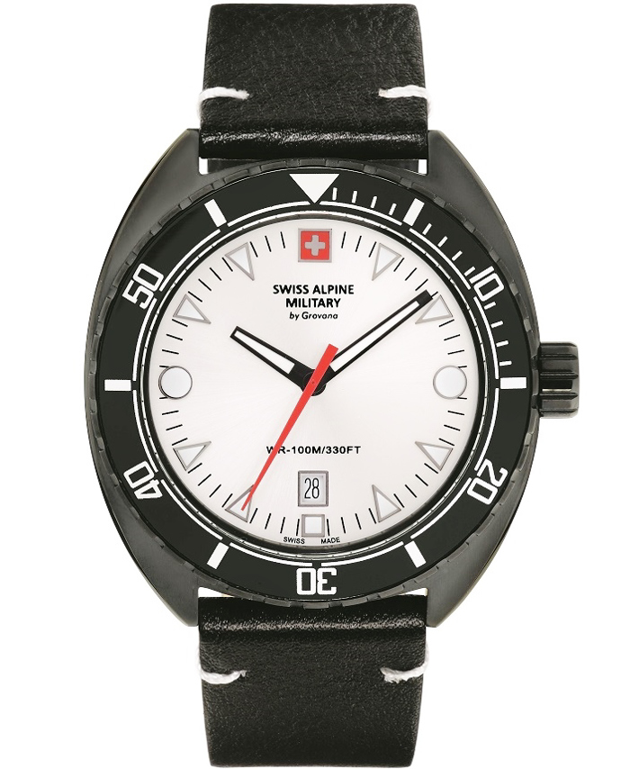 Swiss Alpine Military by Grovana Roloi Batarias me Mavro Dermatino Louraki SAM7066.1572