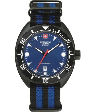 Swiss Alpine Military by Grovana Ρολόι Μπαταρίας με Πολύχρωμο Υφασμάτινο Λουράκι SAM7066.1675