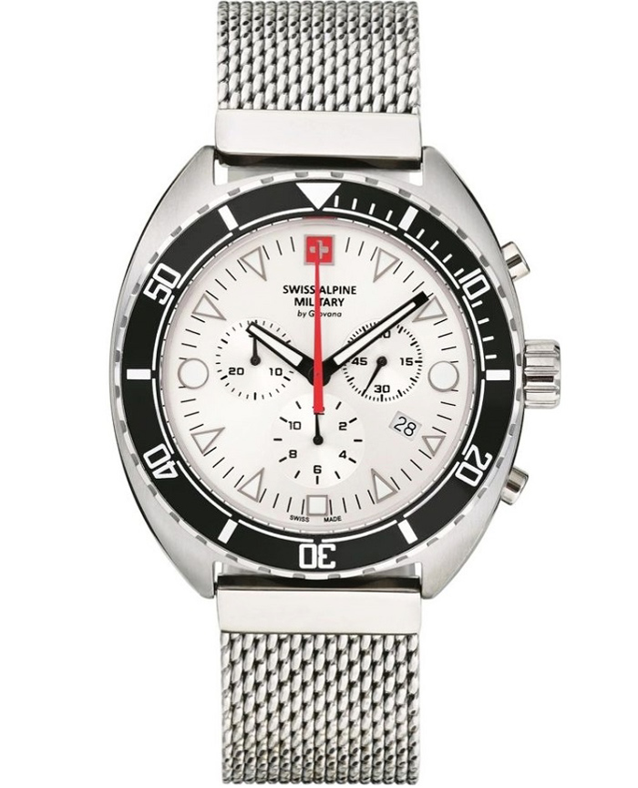 Swiss Alpine Military by Grovana Roloi Xronogafos Batarias me Asimi Metalliko Brasele SAM7066.9132