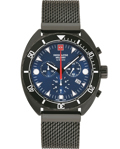 Swiss Alpine Military by Grovana Roloi Xronogafos Batarias me Mavro Metalliko Brasele SAM7066.9175