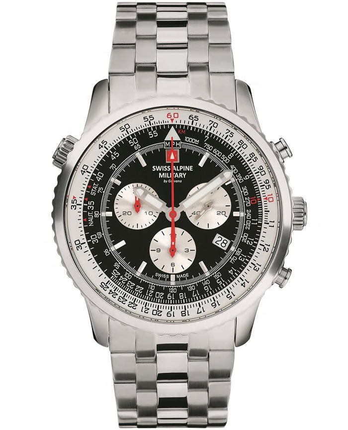 Swiss Alpine Military by Grovana Roloi Xronogafos Batarias me Asimi Metalliko Brasele SAM7078.9137