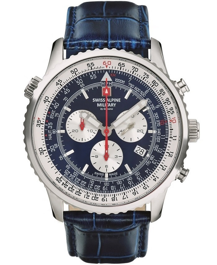 Swiss Alpine Military by Grovana Roloi Xronogafos Batarias me Ble Dermatino Louraki SAM7078.9535