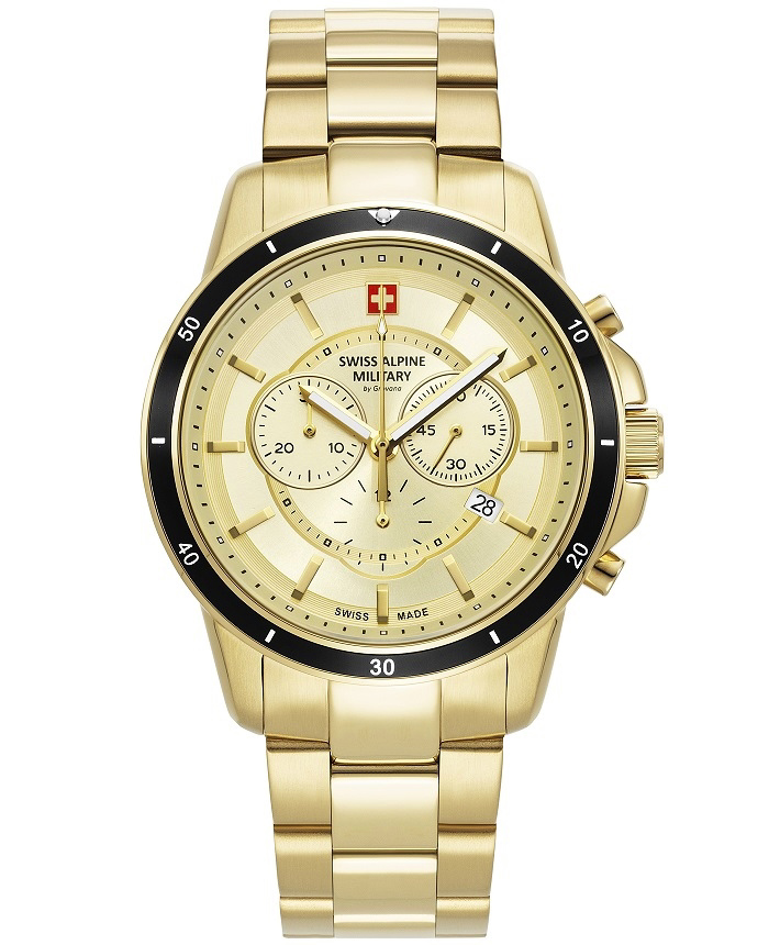Swiss Alpine Military by Grovana Roloi Xronogafos Batarias me Xruso Metalliko Brasele SAM7089.9111