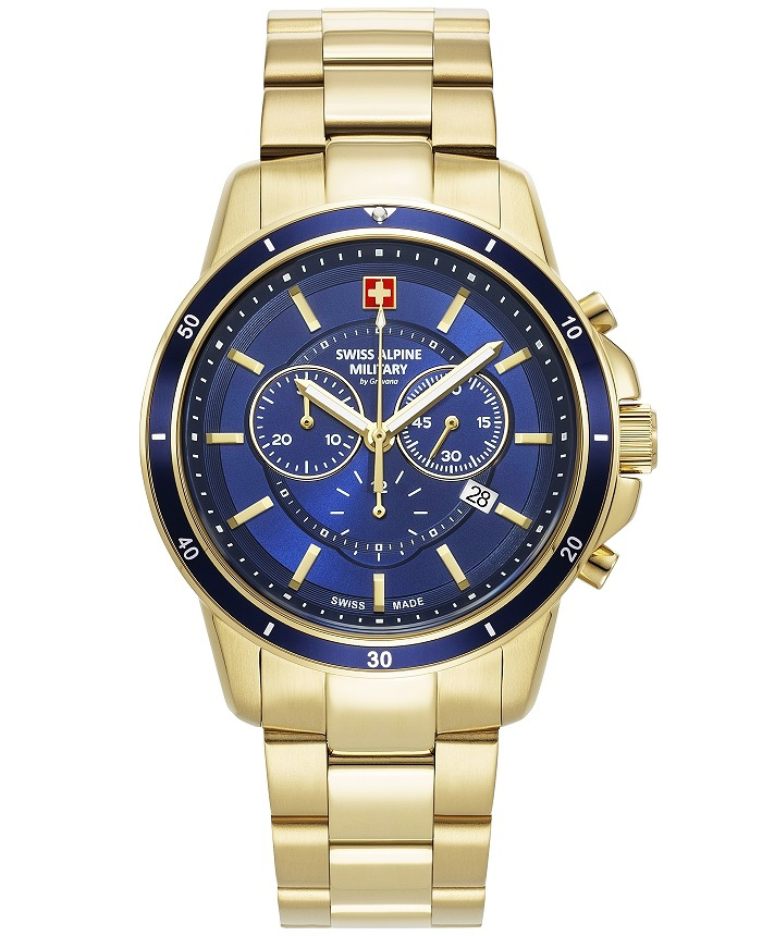 Swiss Alpine Military by Grovana Roloi Xronogafos Batarias me Xruso Metalliko Brasele SAM7089.9115