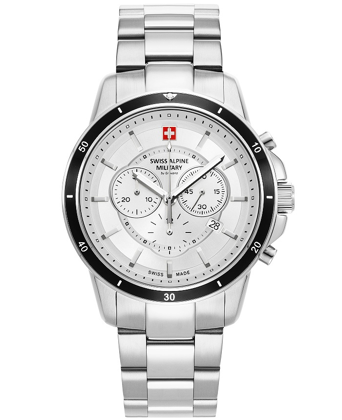 Swiss Alpine Military by Grovana Roloi Xronogafos Batarias me Asimi Metalliko Brasele SAM7089.9132