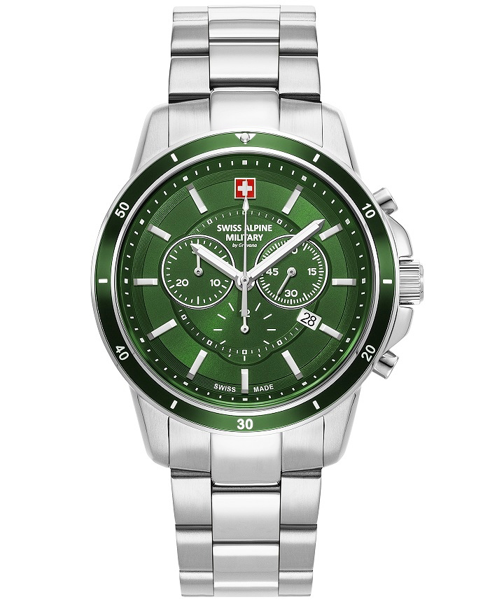 Swiss Alpine Military by Grovana Roloi Xronogafos Batarias me Asimi Metalliko Brasele SAM7089.9134