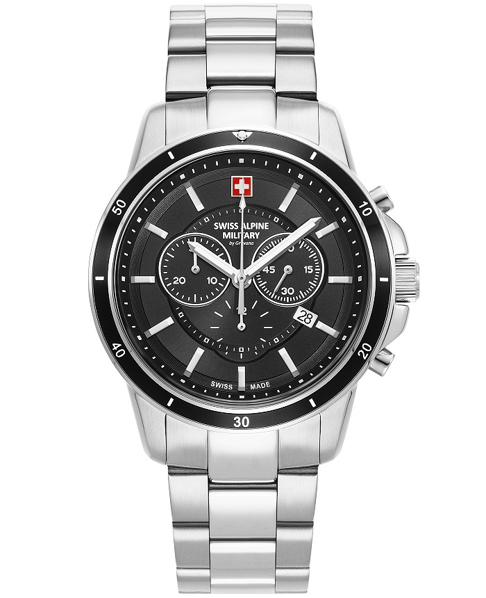 Swiss Alpine Military by Grovana Roloi Xronogafos Batarias me Asimi Metalliko Brasele SAM7089.9137