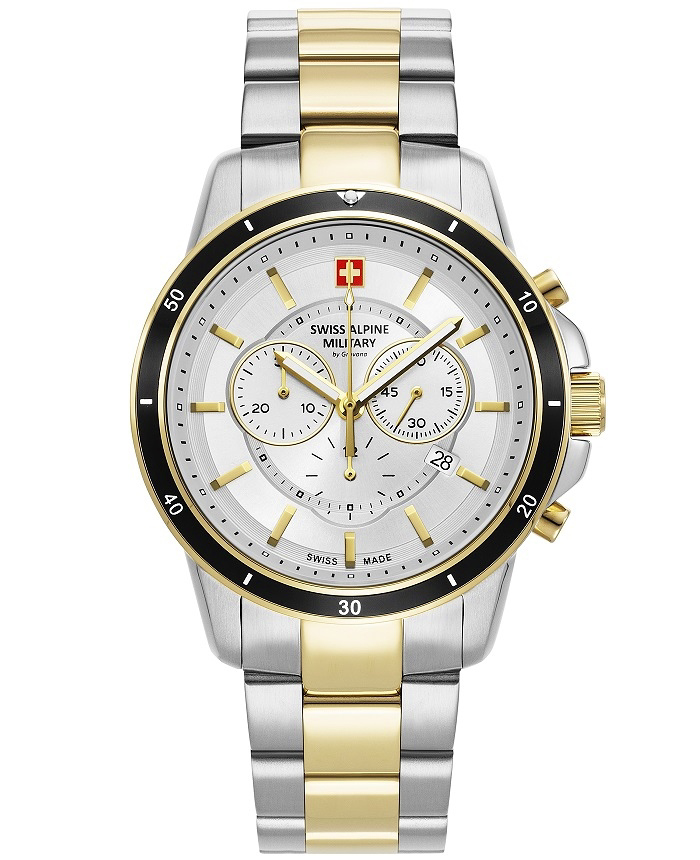 Swiss Alpine Military by Grovana Roloi Xronogafos Batarias me Xruso / Asimi Metalliko Brasele SAM7089.9142