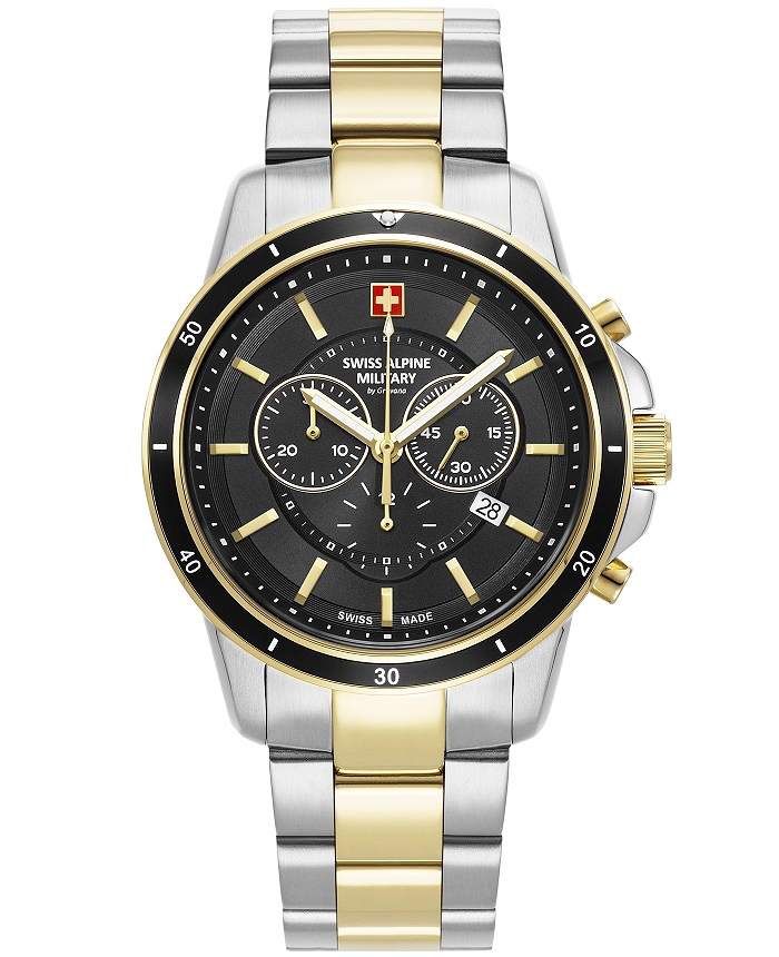 Swiss Alpine Military by Grovana Roloi Xronogafos Batarias me Xruso / Asimi Metalliko Brasele SAM7089.9147