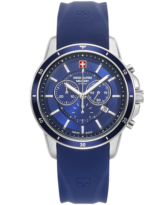 Swiss Alpine Military by Grovana Roloi Xronogafos Batarias me Ble Kaoutsouk Louraki SAM7089.9835