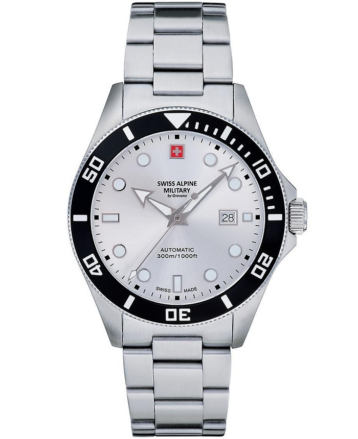 Swiss Alpine Military by Grovana Roloi Aftomato me Asimi Metalliko Brasele SAM7095.2132