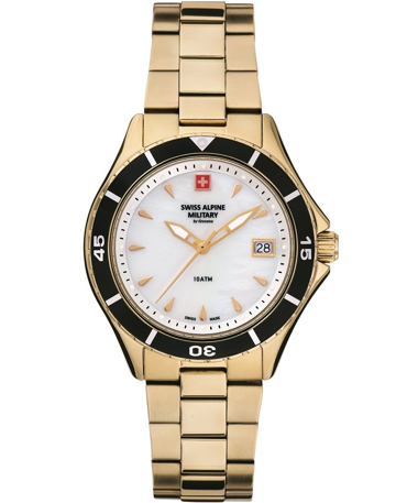 Swiss Alpine Military by Grovana Ρολόι Μπαταρίας με Χρυσό Μεταλλικό Μπρασελέ SAM7740.1113